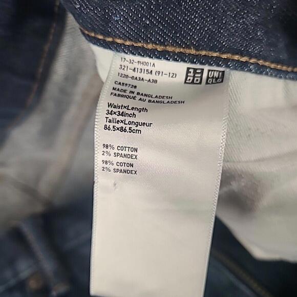 Uniqlo Selvedge Jeans Mens 34x33 Raw Japanese Kaihara Fabric Slim Straight Low - Picture 5 of 9